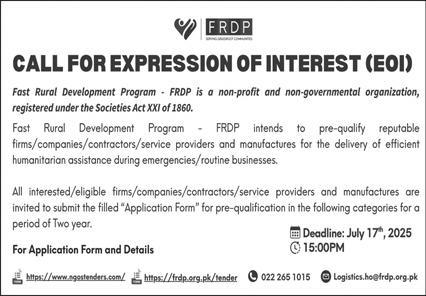 FDRP Karachi Tender Notice